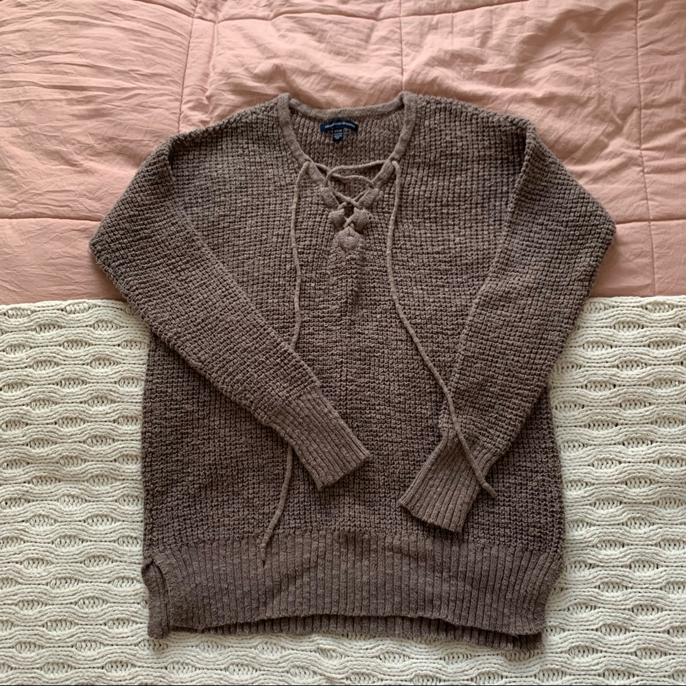 American Eagle Lace-up Sweater